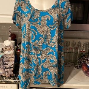 B womens Willi Smith casual cap sleeve stretch plus size top 1X